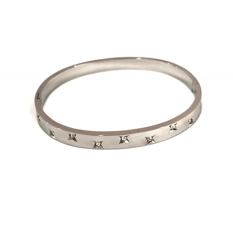 Bransoletka Xuping rodowana z białymi kryształami, grubość 6 mm, średnica 64×53 mm
