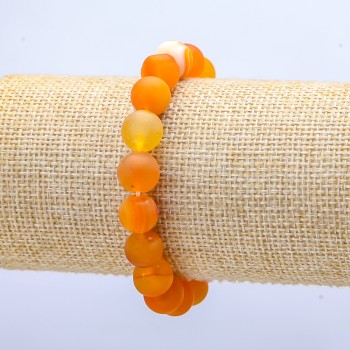 Bransoletka na gumce z pomarańczowego agatu, matowa, średnica 10 mm, długość 18 cm+