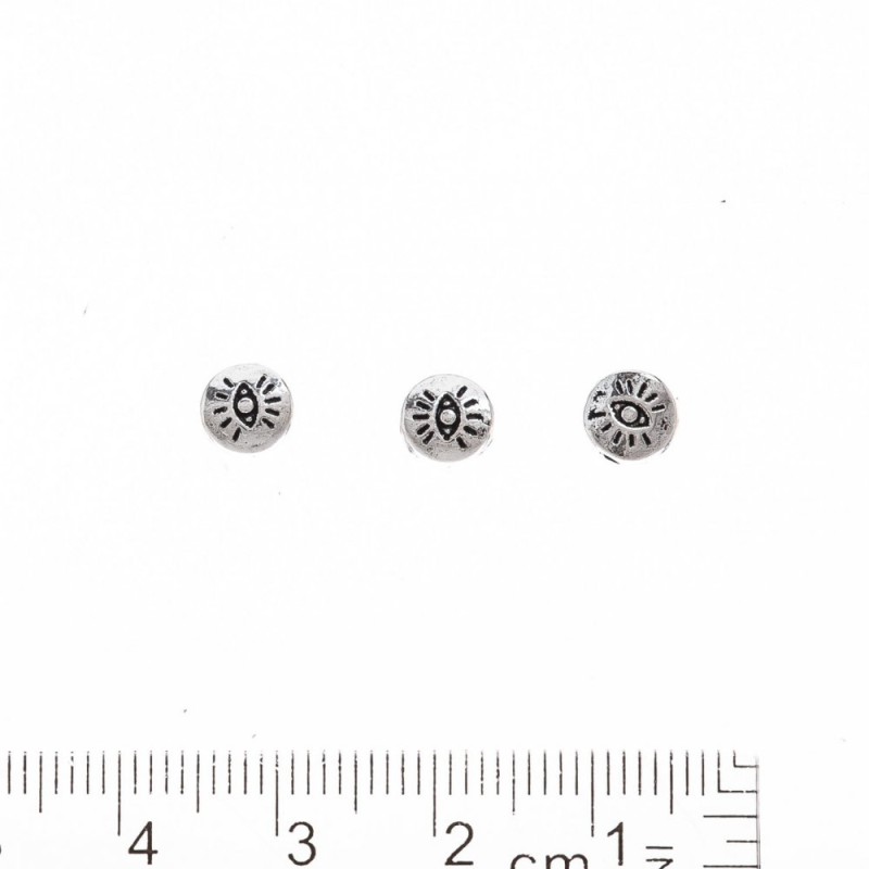 Okucia - wkładka koralik «Oko» w odcieniu srebrnym, otwór 1,5 mm, opakowanie 20 g, ±51 szt.