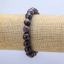 Bransoletka na gumce z naturalnego kamienia ametyst, średnica 10 mm, długość 18 cm