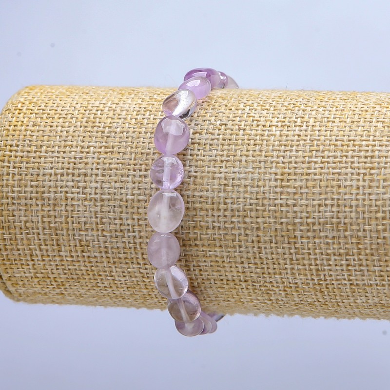 Bransoletka na gumce z naturalnego kamienia ametyst fasetowany, średnica 7×6 mm ±, długość 18 cm ±