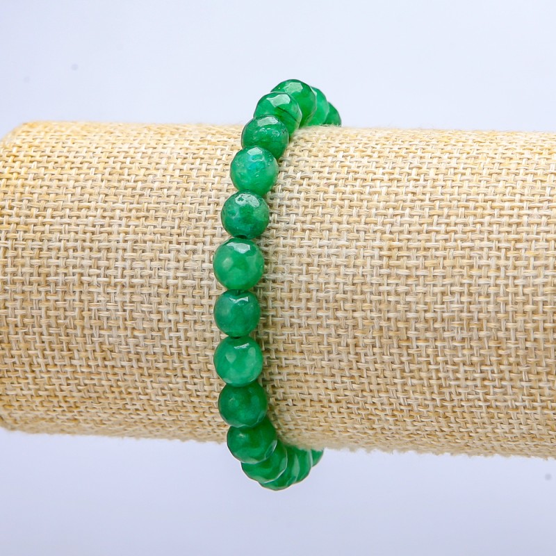 Bransoletka na gumce z chryzoprazem (sztucznym) fasetowana kula, średnica 7,5 mm, długość 18 cm