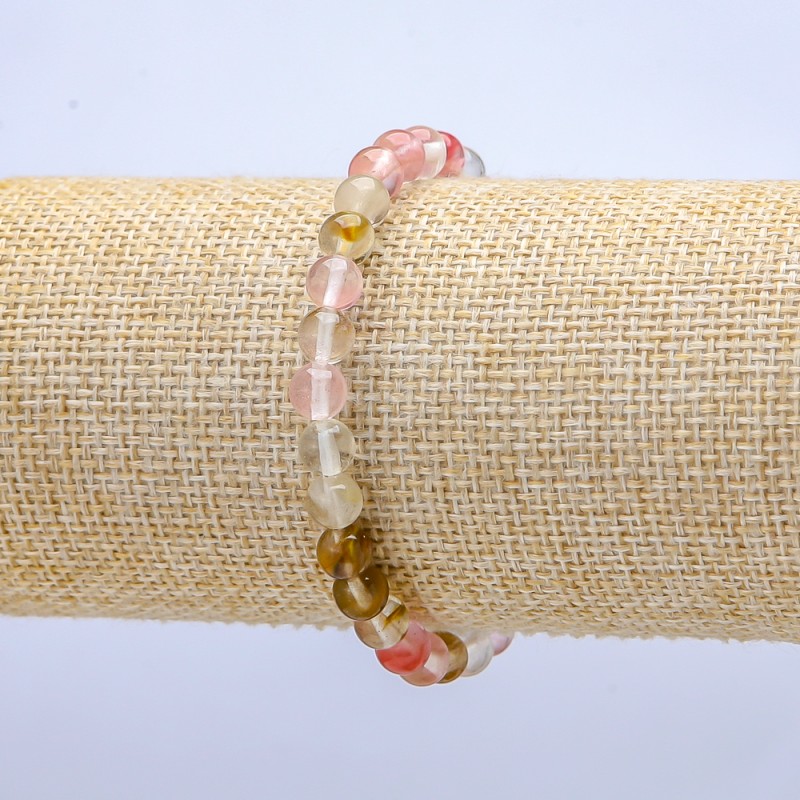 Bransoletka na gumce z naturalnym chalcedonem – mieszane kulki, średnica ok. 6 mm, długość 18 cm+