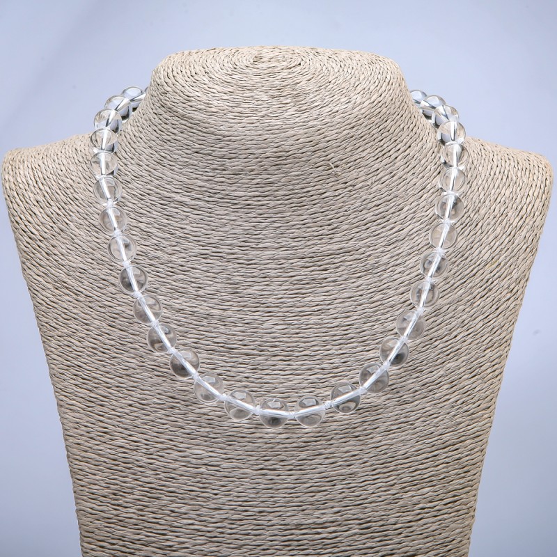 Naszyjnik z kamienia Kryształ górski — gładkie kulki, średnica 10 mm, długość 45 cm