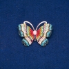 Wyprzedaż! Broszka Motyl z metalem złocistym, różnokolorowe cyrkonie i koralik 34×45 mm +