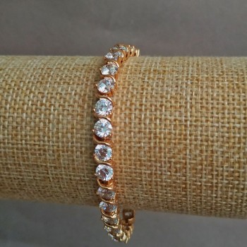 Bransoleta Xuping pozłacana 18K z białymi kryształami, długość 18 cm, grubość 6 mm +