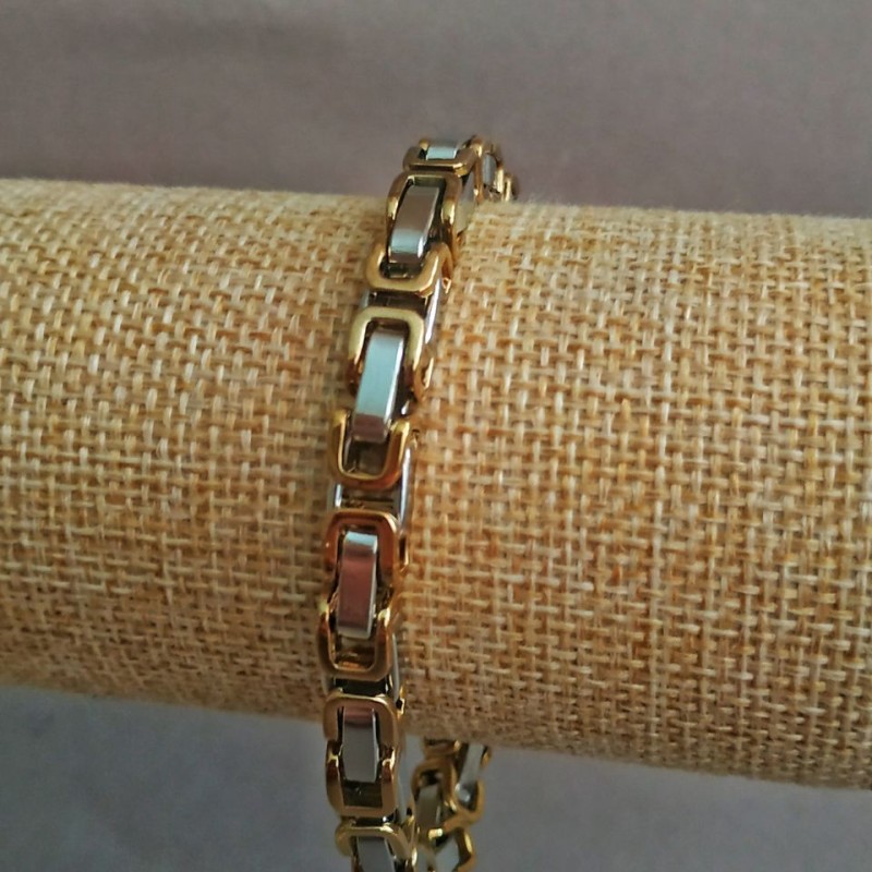 Bransoletka Xuping Pozłocenie 18K i rodowanie, długość 20 cm, grubość 6,6 mm +
