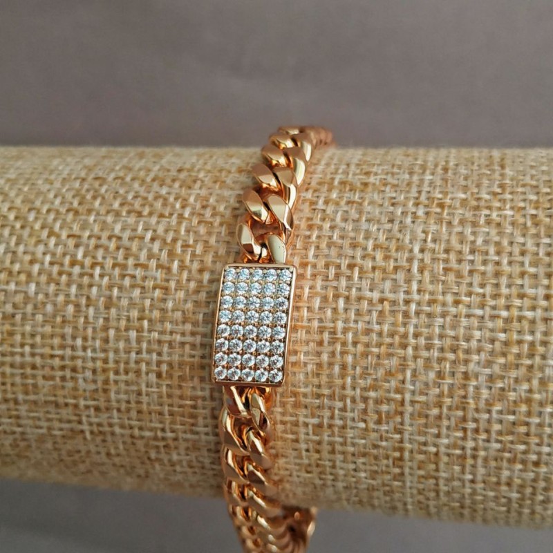 Bransoleta Xuping z pozłaceniem 18K i białymi strassami, długość 17–18 cm, grubość 7 mm +