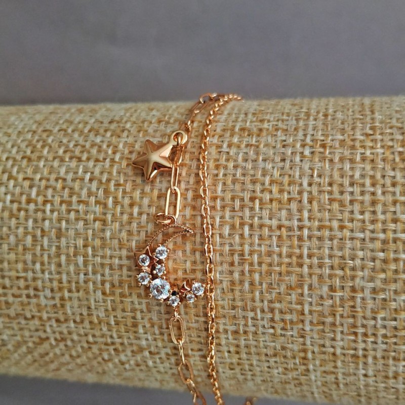 Bransoletka Xuping z pozłotą 18K i białymi kryształami, długość 16–18 cm, grubość 3 mm +