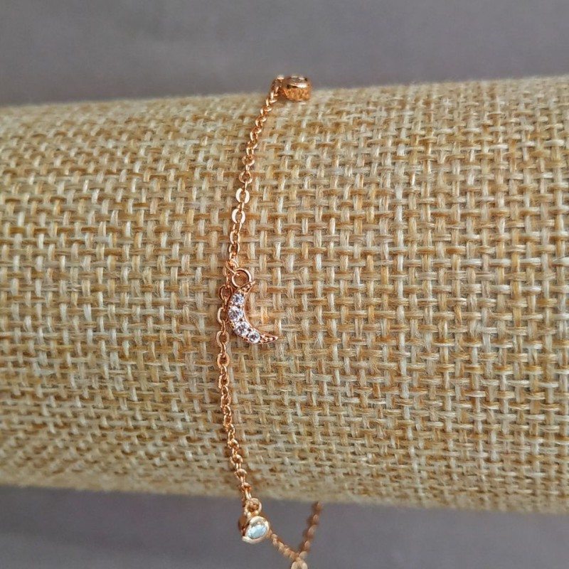 Bransoletka Xuping pozłocenie 18K z białymi kryształkami, długość 17–19 cm, grubość 1,2 mm +