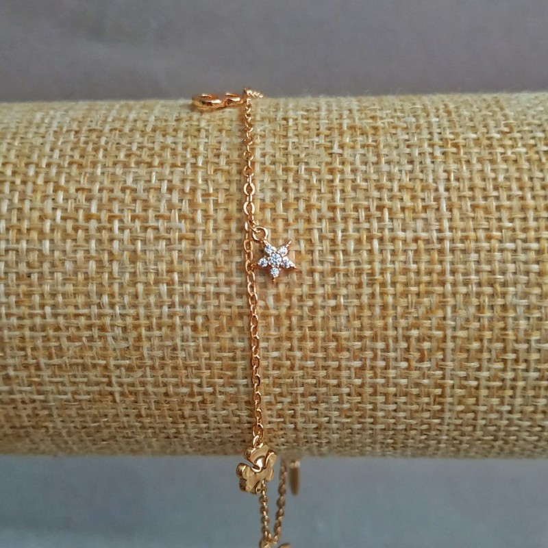 Bransoletka Xuping pozłacana 18K z białymi cyrkoniami, długość 19–21 cm, grubość 1,2 mm +