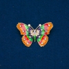 Wyprzedaż! Broszka «Motyl» złocisty metal, emalia i białe kryształki strassowe 30×44 mm +