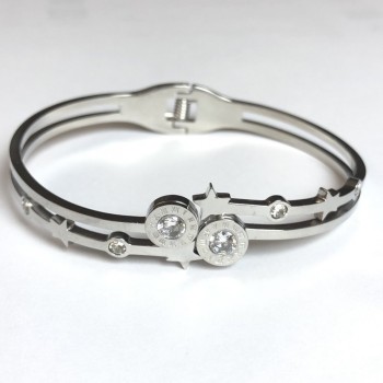 Bransoletka Xuping rhodiowana, grubość 5,5 mm, średnica 63×54 cm +