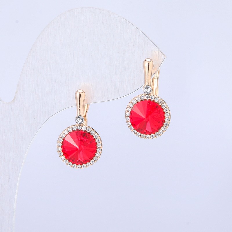 Kolczyki Xuping pozłacane 18K z kryształami Swarovski i białymi cyrkoniami, średnica 19×10 mm +