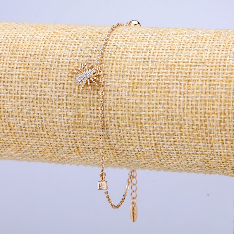 Bransoletka Xuping z pozłacaniem 18K z białymi kryształami, grubość 1 mm, długość 18–21 cm