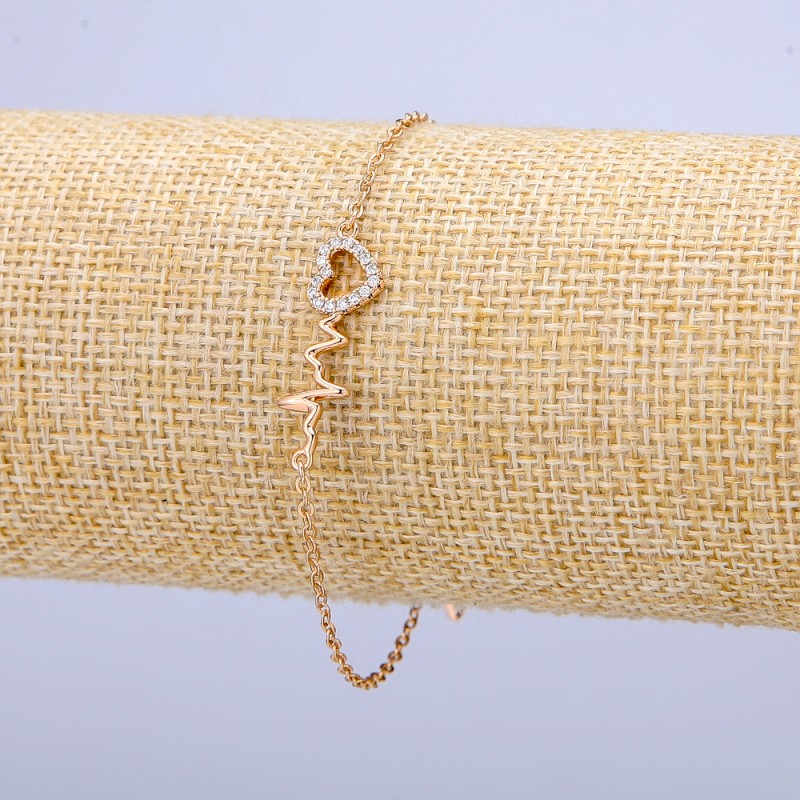 Bransoletka Xuping pozłacana 18K z białymi kryształami, grubość 1 mm, długość 17–20 cm
