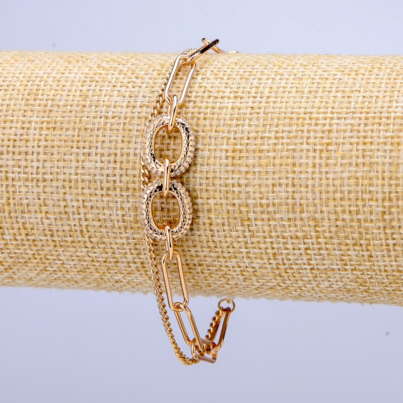 Bransoletka Xuping pozłacanie 18K z białymi cyrkoniami, grubość 7 mm, długość 16–19 cm