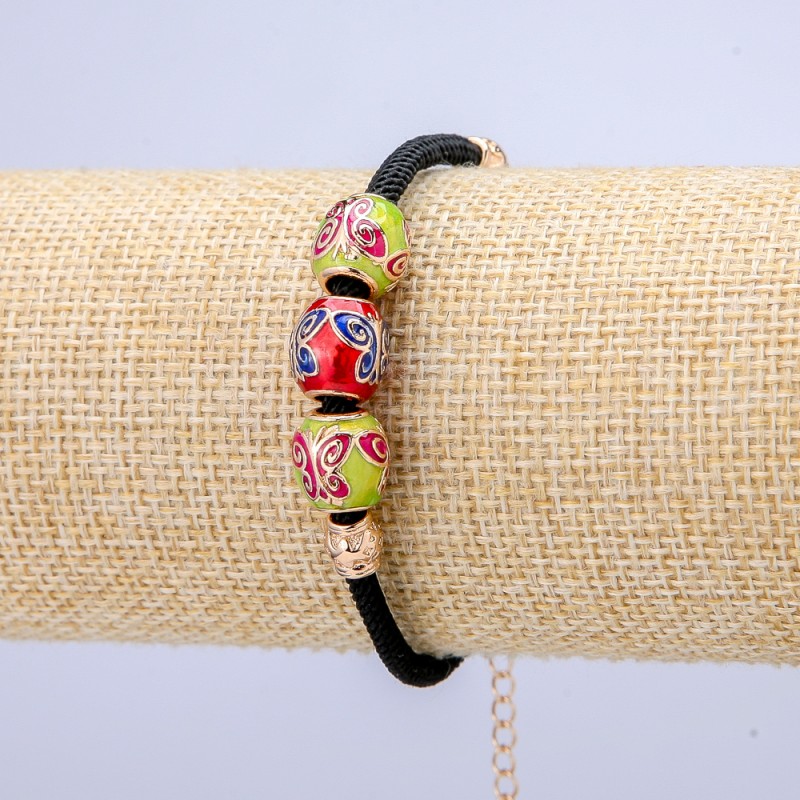 Bransoletka Xuping pozłocenie 18K koraliki w kształcie motyli na sznurku, grubość 3 mm, średnica 10 mm, długość 18-22 cm
