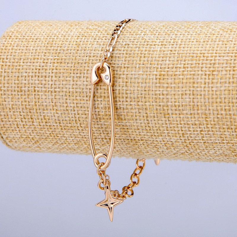 Bransoletka Xuping pozłocenie 18K z białą cyrkonią, grubość 4,8 mm, długość 20 cm