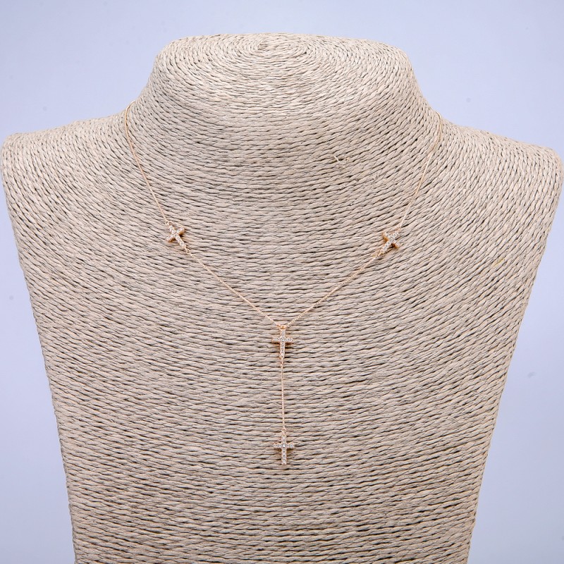 Łańcuszek Xuping z pozłoceniem 18K z zawieszkami z białymi cyrkoniami, grubość 0,6 mm + -, długość 48-53 cm +