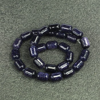 Koraliki na nitkę z awenturytu – Niebieski piasek Noc Kairu, w kształcie beczki, średnica 10×14 mm, długość około 39 cm