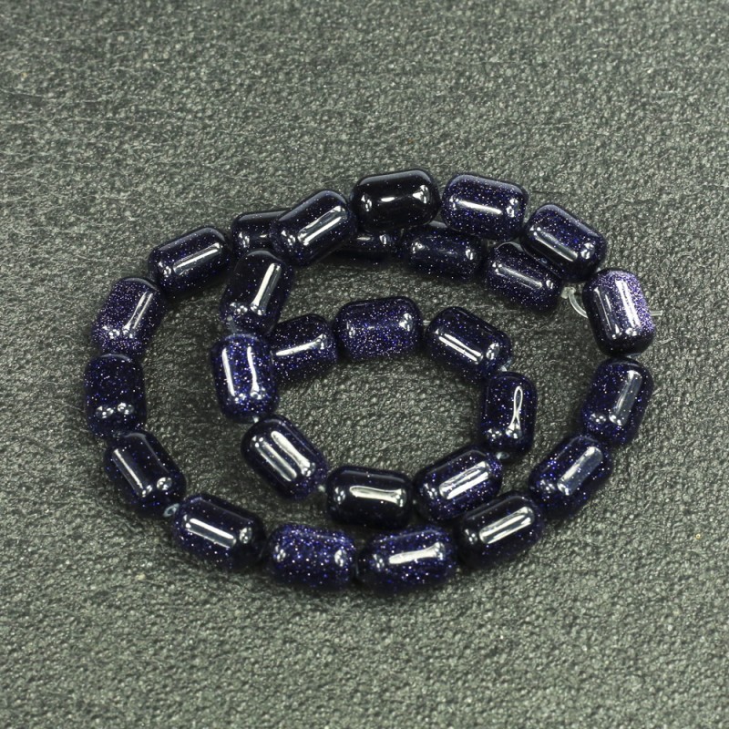 Koraliki na nitkę z awenturytu – Niebieski piasek Noc Kairu, w kształcie beczki, średnica 10×14 mm, długość około 39 cm