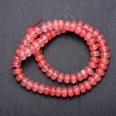 Koraliki na nici z naturalnego chalcedonu, gładkie w kształcie rondla, średnica 8×5 mm, długość 40 cm +