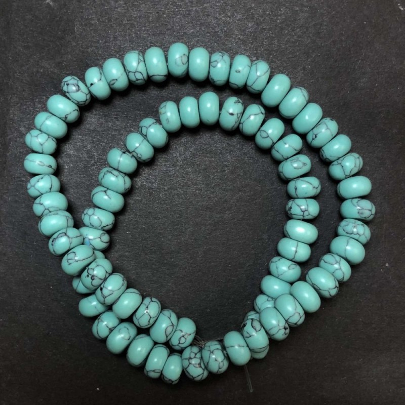 Koraliki turkusowe (im.) Gładkie rondelki, średnica 8×5 mm + -, długość 40 cm +