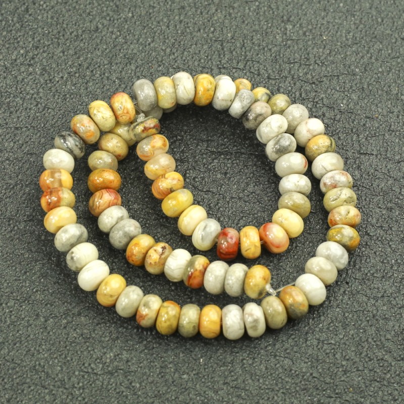 Koraliki na nici z naturalnego kamienia - Jaspis cesarski, gładki rondel, średnica 8×5 mm, długość 40 cm (+/-)
