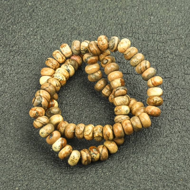 Koraliki na nitkę z naturalnego kamienia – Jaspis pejzażowy, gładki rondel, średnica 8×5 mm, długość 40 cm