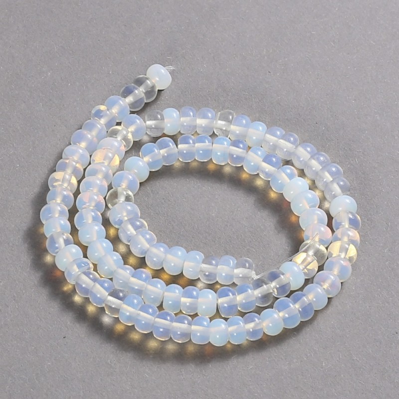 Koraliki na nitce z kamienia księżycowego (syntetyczny) gładki rondel, średnica 6×4 mm, długość 39 cm