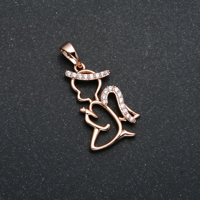 Wisiorek Xuping Pozłacanie 18K Anioł z białymi kryształami, o wymiarach 27×14 mm +