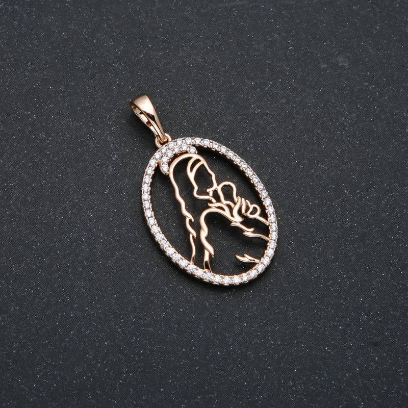 Wisiorek Xuping z pozłaceniem 18K Ikona z białymi kryształami, średnica 34 x 18 mm +