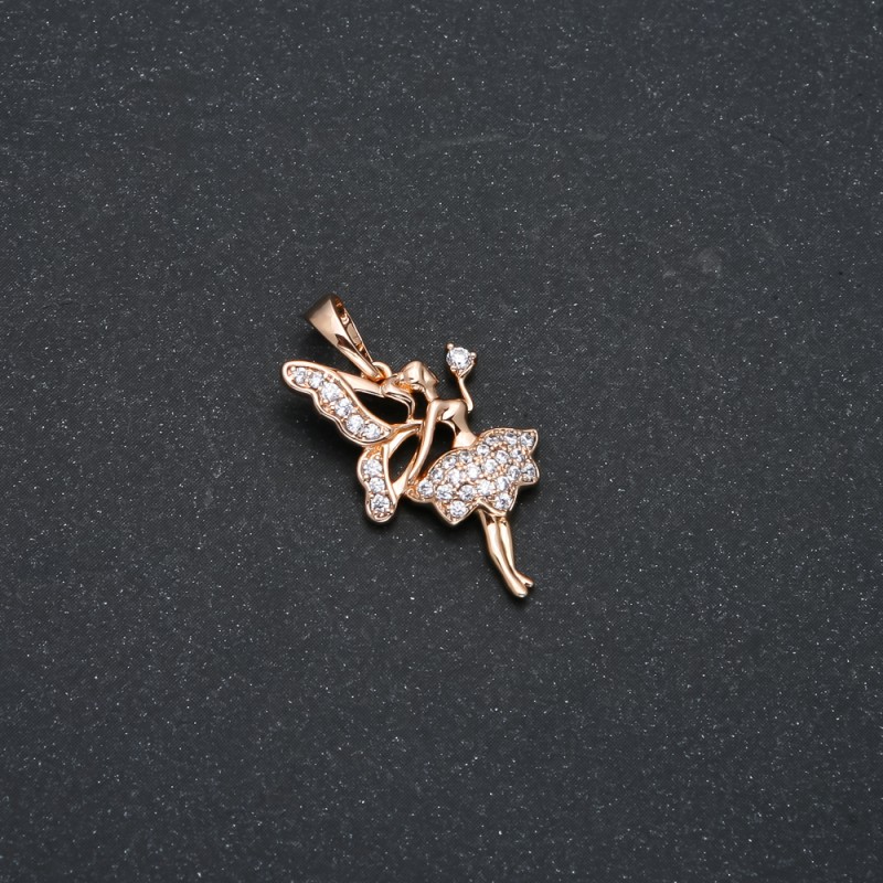 Wisiorek Xuping Pozłocenie 18K Wróżka z białymi cyrkoniami, średnica 25×14 mm +