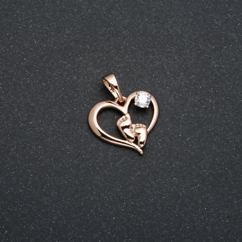 Wisiorek Xuping Pozłacanie 18K Serce z nóżkami z białymi kryształami, średnica 21×17 mm +