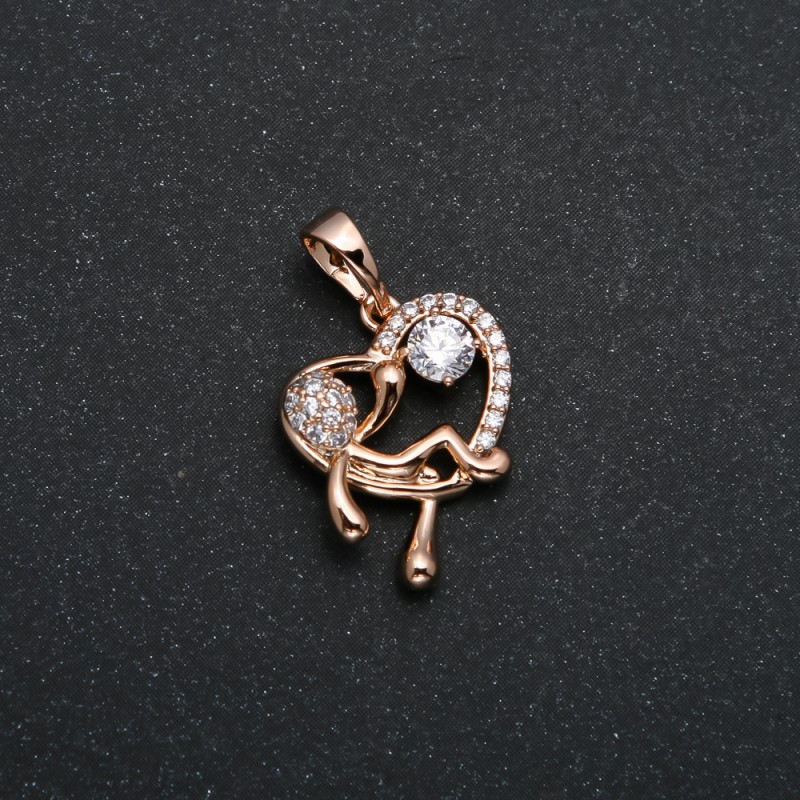 Wisiorek Xuping Pozłacany 18K Serce z figurką mężczyzny z białymi cyrkoniami, średnica 24x15 mm +