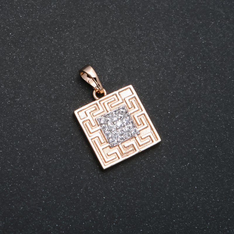 Wisiorek Xuping pozłacany 18K z białymi kryształami, średnica 23×15 mm +