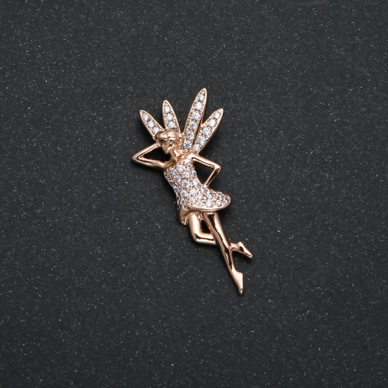 Wisiorek Xuping Pozłacany 18K «Wróżka» z białymi kryształami, średnica 30×14 mm