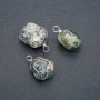 Wisiorek w srebrzystym opleceniu z naturalnego jaspisu oceanicznego, średnica 32×22 mm+