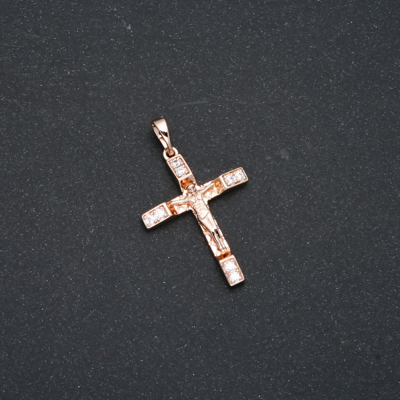 Wisiorek Xuping Pozłocenie 18K Krzyż z białymi cyrkoniami