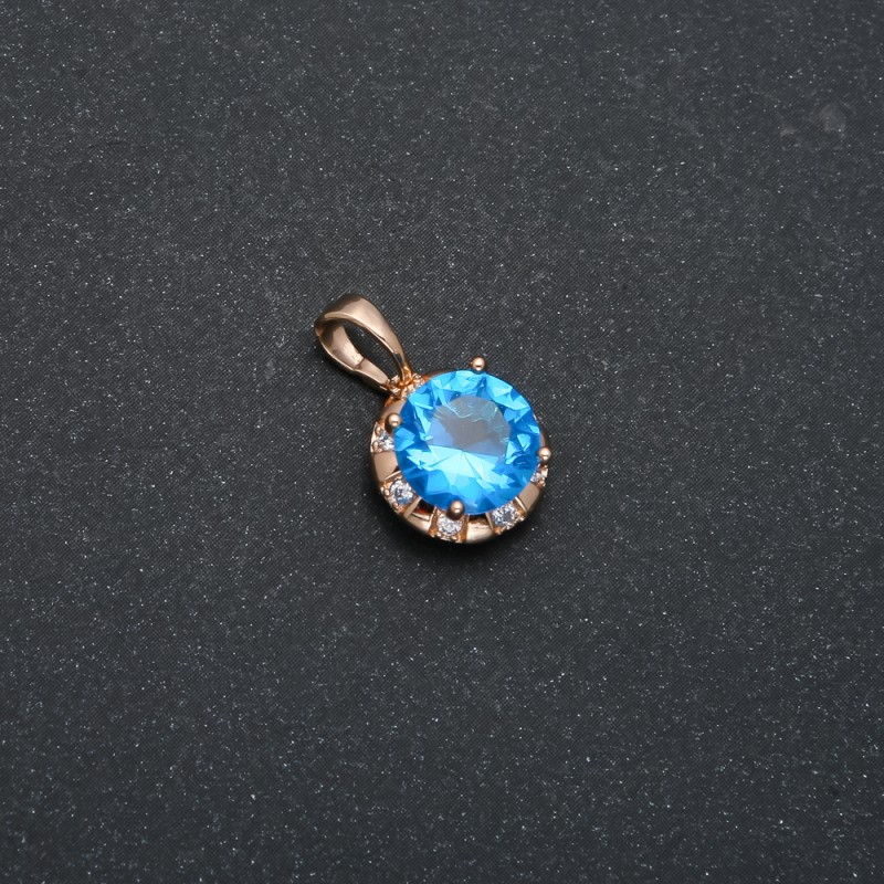 Wisiorek Xuping pozłacany 18K z niebieskim kryształem i białymi cyrkoniami, średnica 18x12 mm +