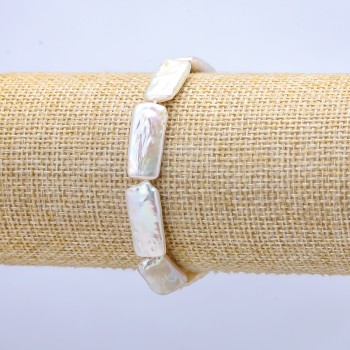 Bransoletka na gumce z barokowymi perłami, średnica 9×21 mm, długość 18 cm