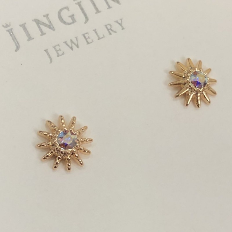 Kolczyki sztyfty Xuping Pozłocenie 18K z białym kryształem benzynowym, średnica 6,5 mm +