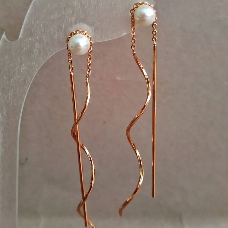 Kolczyki Xuping pozłacane 18K z koralikiem, długość 60 mm+