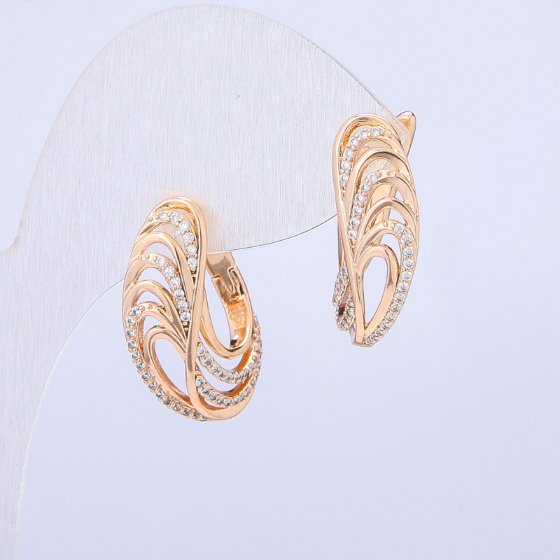 Kolczyki Xuping Pozłacane 18K z białymi kryształami, średnica 23×8 mm +