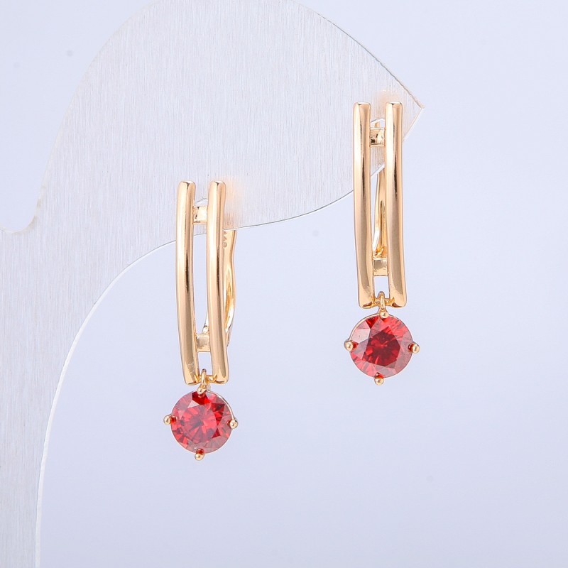 Kolczyki Xuping pozłacane 18K z czerwonym kryształem, średnica 26×4,5 mm +