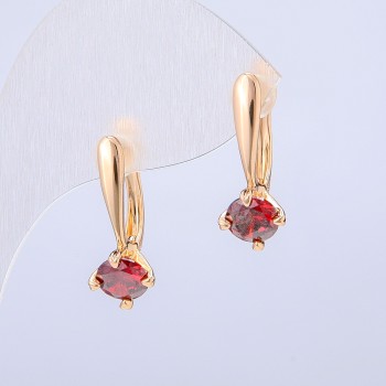 Kolczyki Xuping pozłacane 18K z czerwonym kryształem, średnica 22×8 mm +