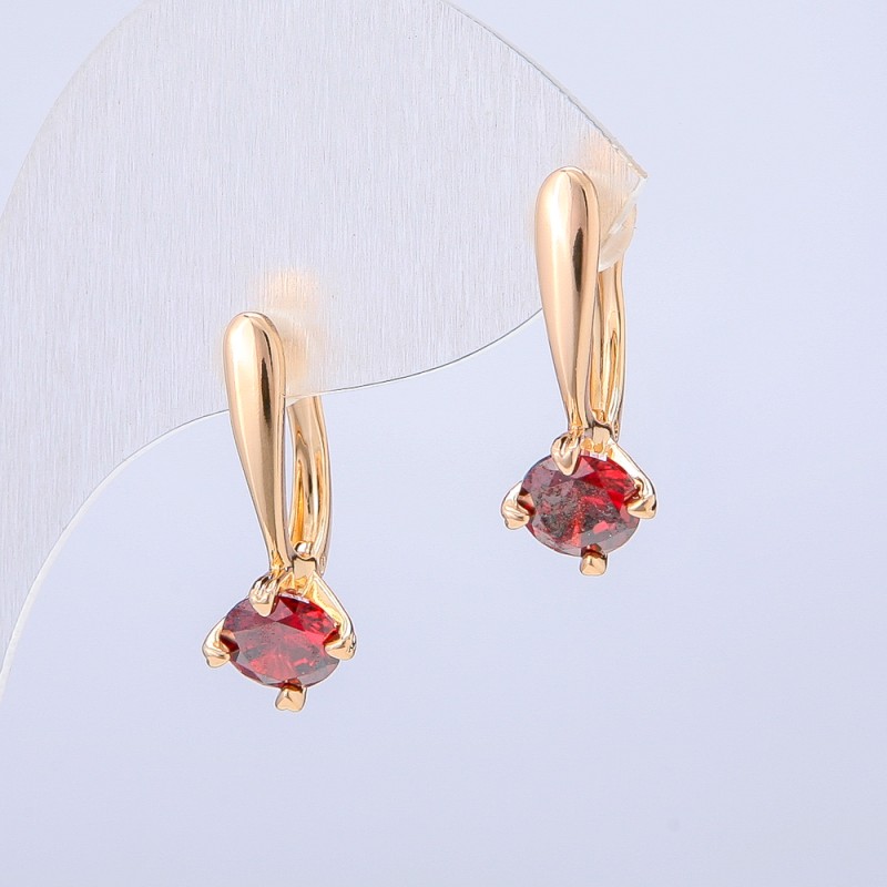 Kolczyki Xuping pozłacane 18K z czerwonym kryształem, średnica 22×8 mm +