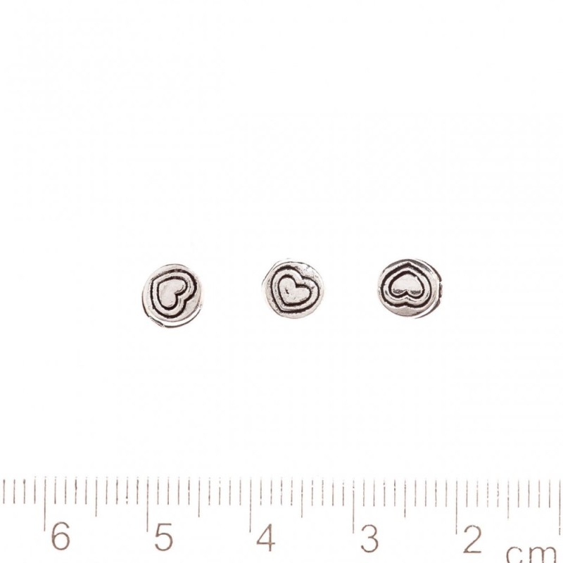 Koralik z motywem «Serce» 6×6 mm, otwór 1 mm, kolor metalu «srebro», opakowanie 20 g ± 45 szt.