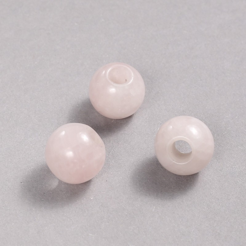 Koralik Pandora z naturalnego kwarcu różowego, 16×14 mm
